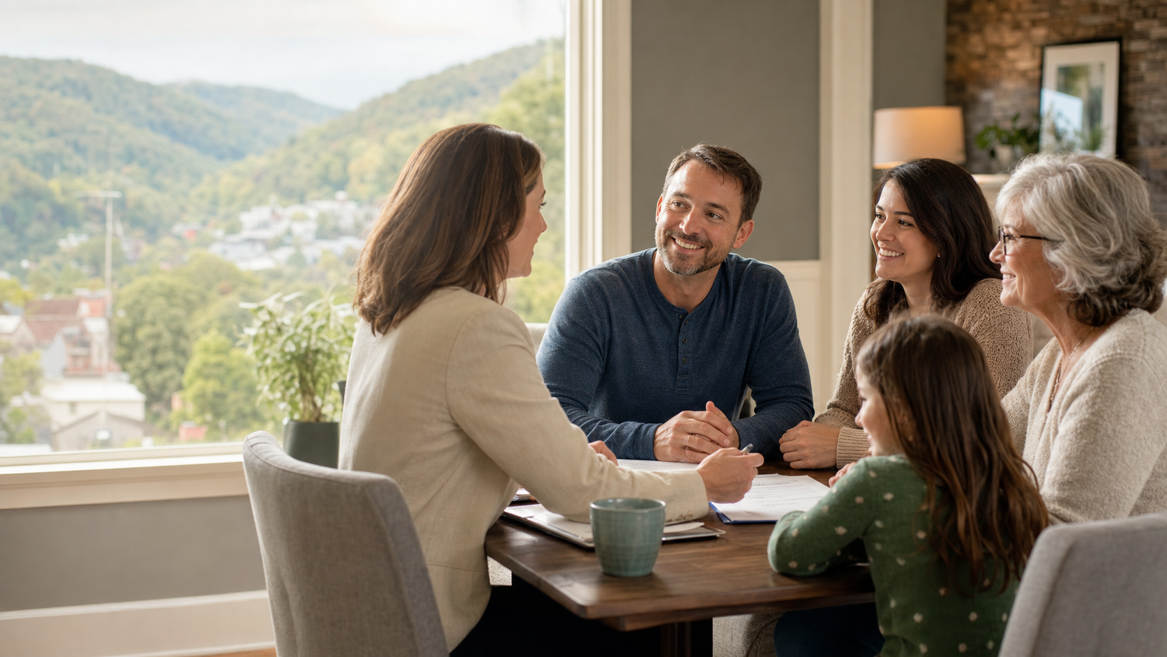 Family meeting with a licensed insurance agent